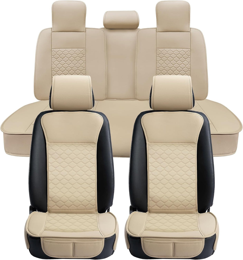 Elantrip Car Seat Cover Full Set Leather Car Seat Protector Universal fit