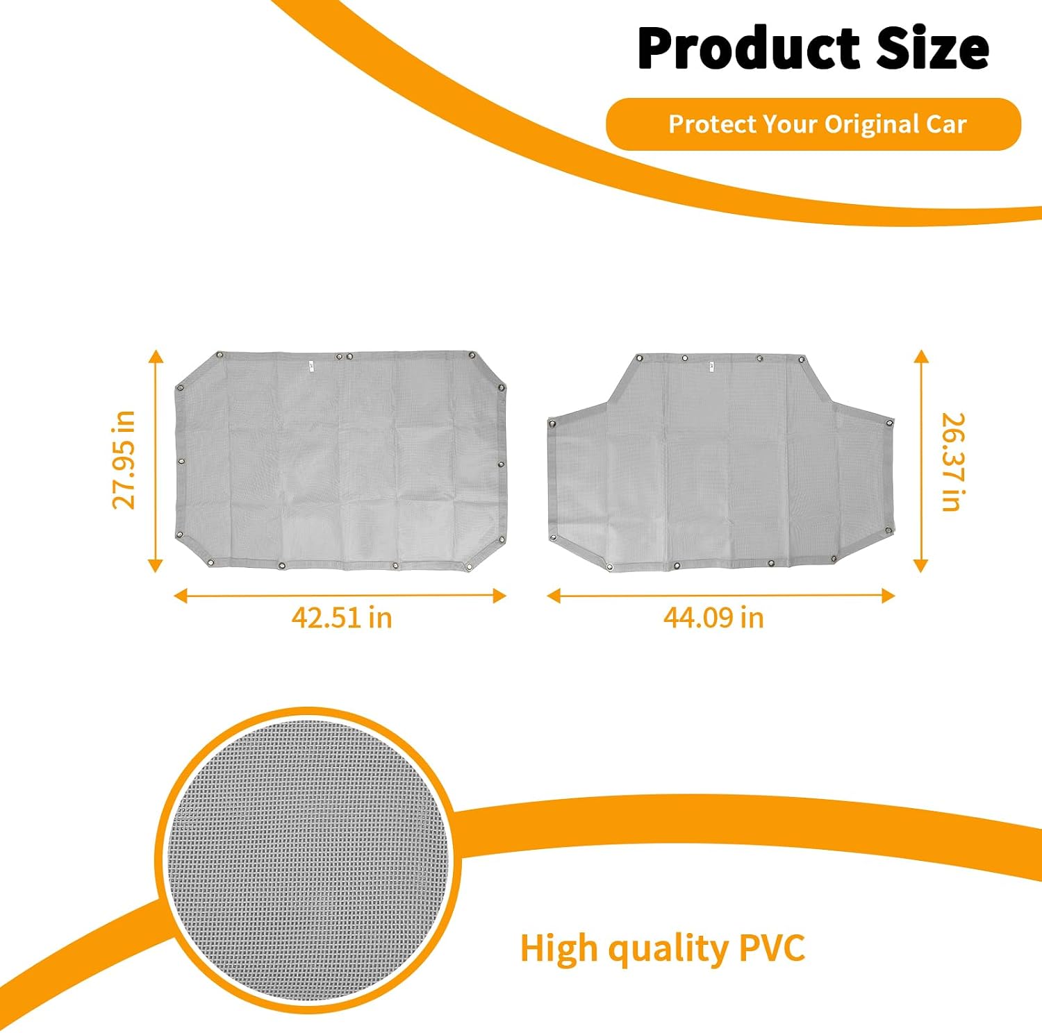 Hoolcar Front & Rear Sun Shade Mesh for Jeep Wrangler JK Unlimited (2007-2017) 4 Doors - American Flag Sunshade Screen JKU Top Cover UV Blocker, Grey