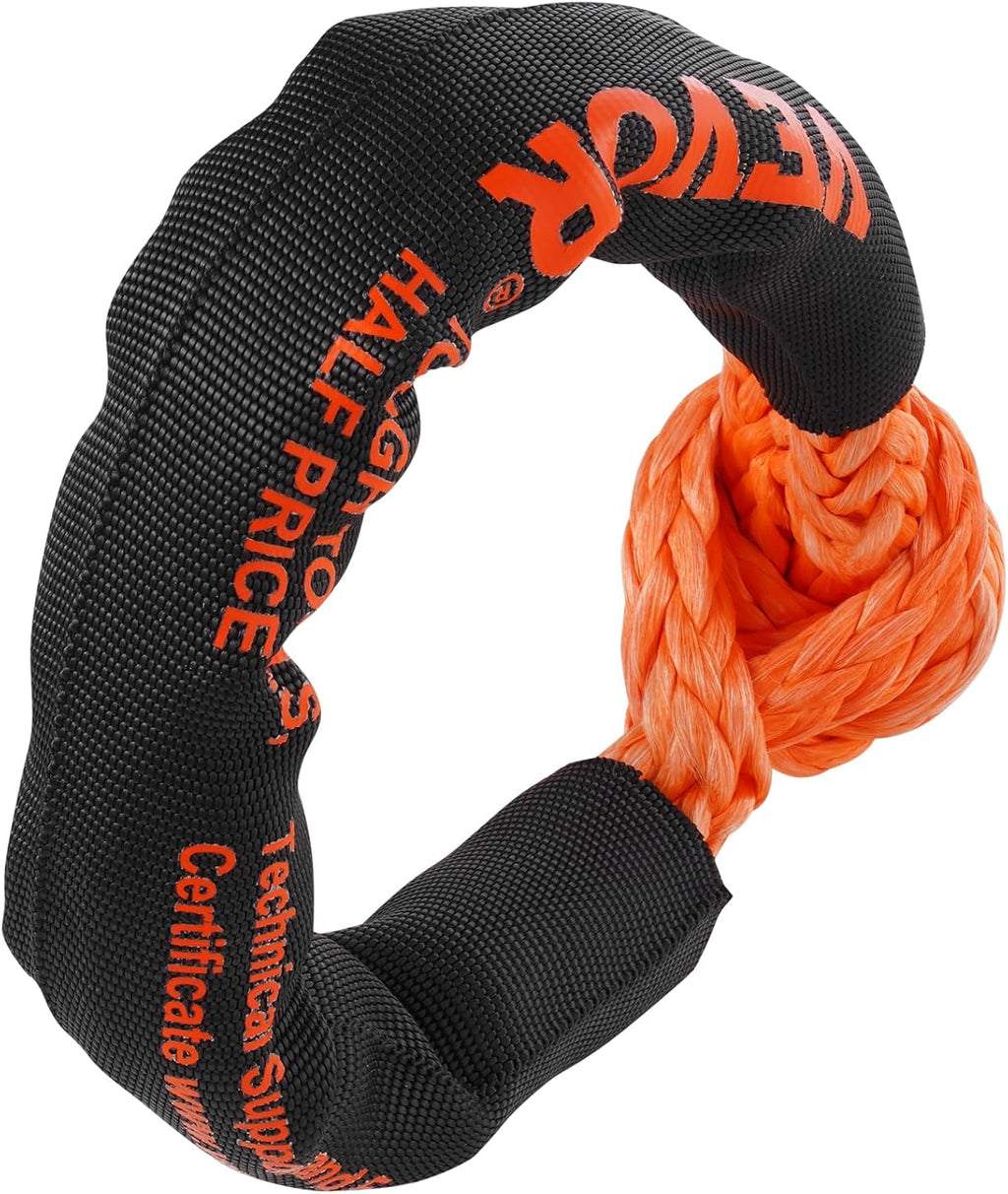 VEVOR 2-Pack Synthetic Soft Shackle, 1/2" x 22" - 44,092 lbs (20 Ton) Breaking Strength, Heavy Duty Recovery Tow Shackles with Extra Sleeves & Storage Bag for UTV,ATV,Trucks,Off-Road Vehicles,Orange