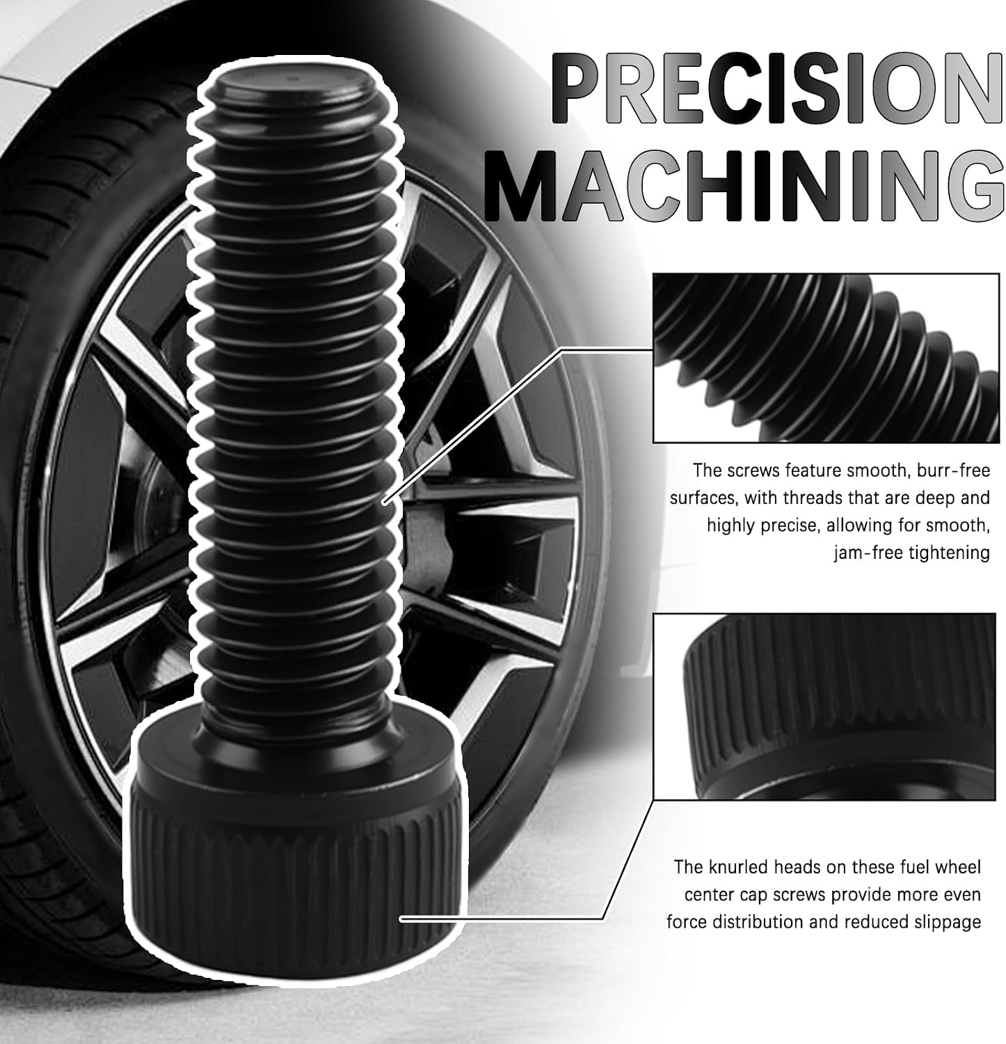 12PCS Fuel Wheel Center Cap Screws Kit with Hex Wrench,Anti-Loose Fuel Rim Centers Caps Screws Replacement for 1001-63-B/1001-63B/1001-63GB,Essential Center Hub Cap Screw