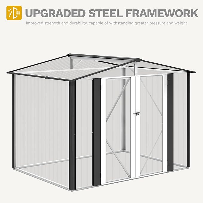 DWVO 8x6FT Outdoor Storage Shelter, Roomy Steel Tool Shed - Image 6