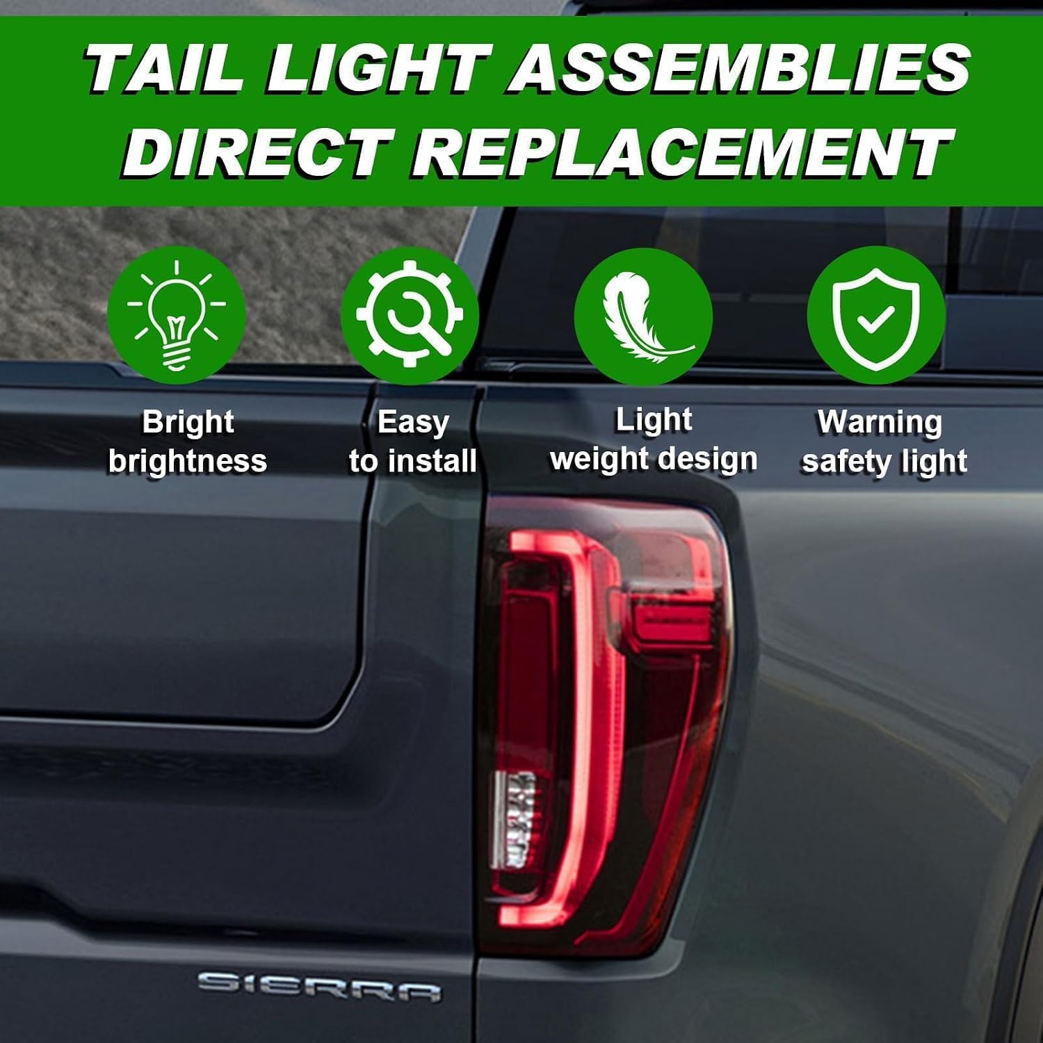 Lochnchn LED Tail Light Assembly Compatible with 2019-2025 GMC Sierra 1500/2500HD/3500HD,Right Passenger Side Taillights Rear Lamp with Brake Light Replace# 84565922 GM2801310