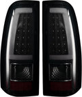 Tail Light Assembly Compatible With Chevy Silverado 1500 2500 3500 2003-2006 Driver and Passenger Side LED Smoke Black Rear Brake Lamps With Bulb Inside And Wiring Harness
