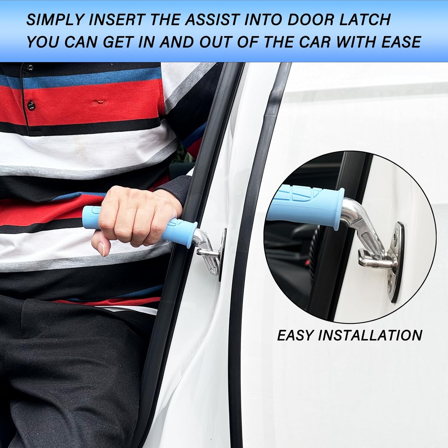 2 Pack Car Door Handle for Elderly Car Handle Assist Portable Vehicle Support Handle for Easy Sit to Stand Assistance Auto Cane for Seniors and Handicapped Supports Up to 450 Pounds