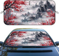 Cherry Blossom Car Windshield Sunshades Japanese Mount Fuji Heatshield Front Window Car Sun Shade Windshield Blocks UV Rays Sun Visor Protector for Car Sedan Truck SUV Accessories 59" L x 31.5" W