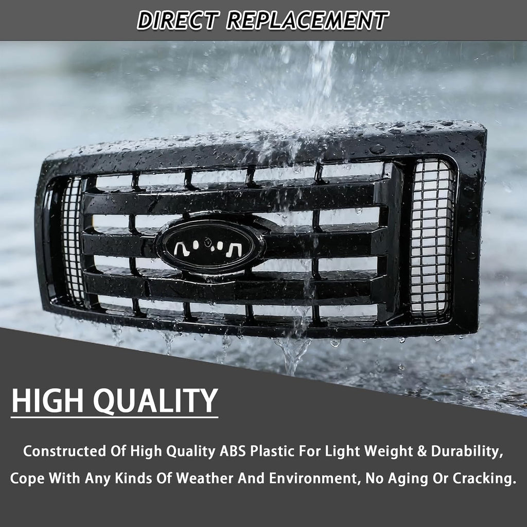 Bewild Front Bumper Grille Assembly Compatible with 2009-2014 Ford F-150 F150 XLT, Housing and Insert Grille Assembly Guards Replacement 9L3Z8200D FO1200511 (Black)