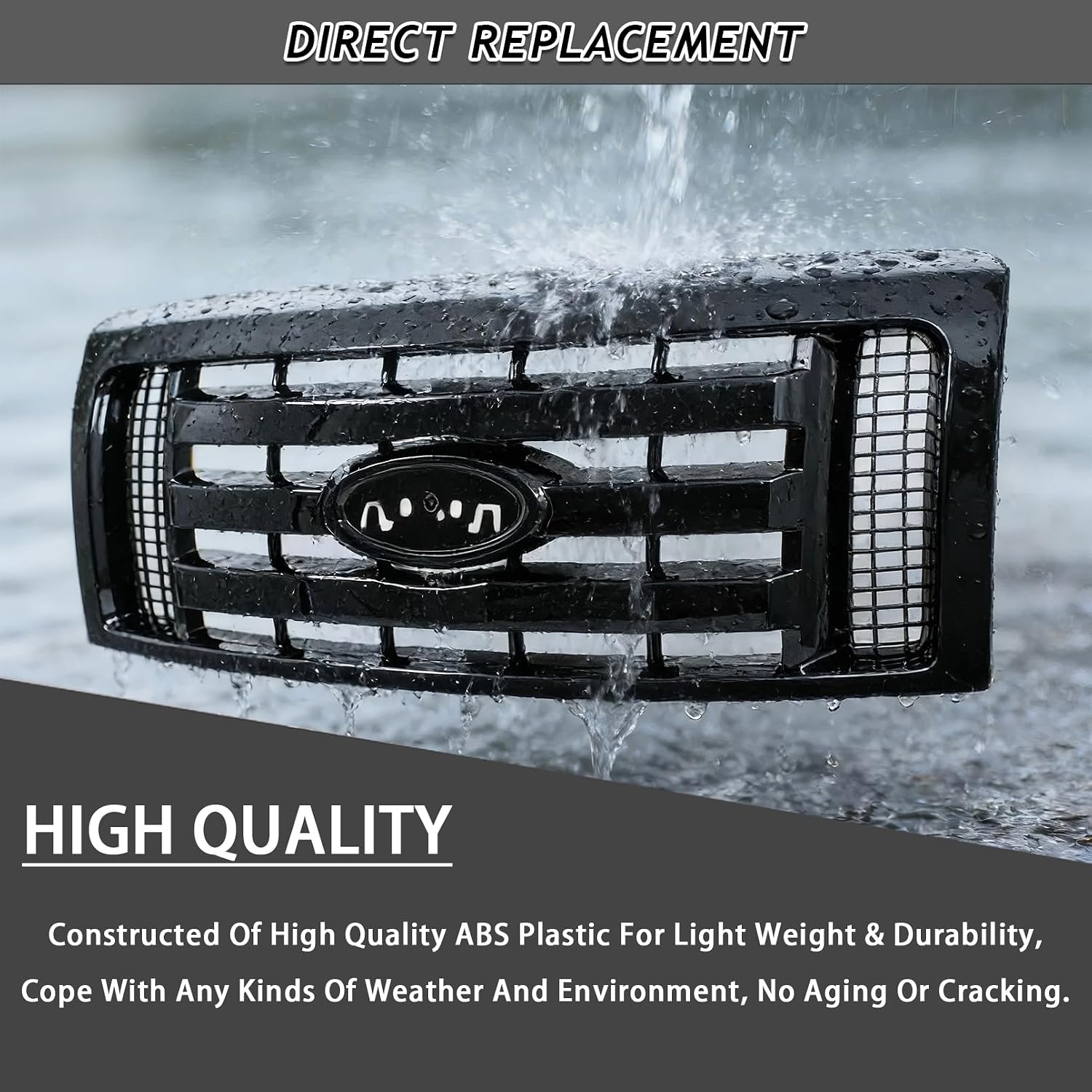 Bewild Front Bumper Grille Assembly Compatible with 2009-2014 Ford F-150 F150 XLT, Housing and Insert Grille Assembly Guards Replacement 9L3Z8200D FO1200511 (Black)
