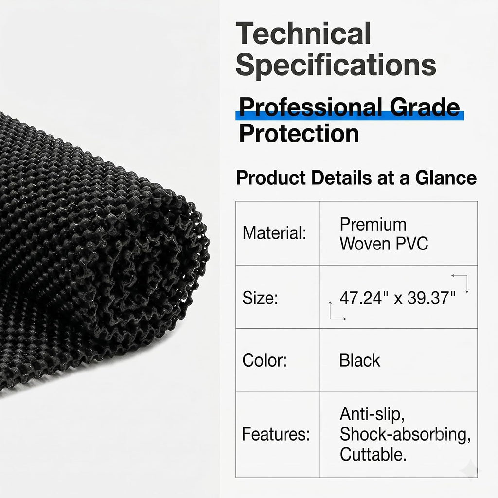 1 PC Roof Rack Pad, 51"x43" Rooftop Cargo Bag Mat, PVC Roof Non-Slip Rug Pad, Universal Multi-Purpose Rooftop Storage Bag Protective Mat, for Most Cars, Trucks, SUVs (Black)