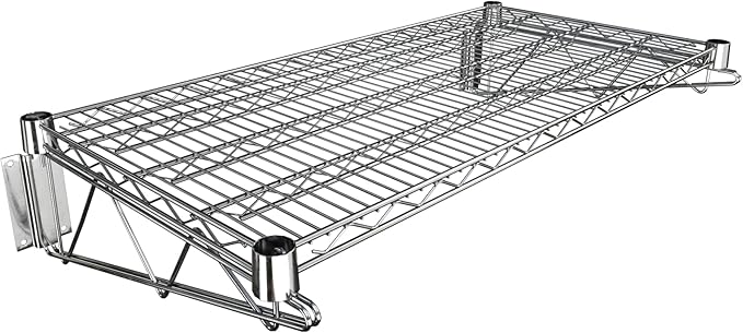 18" x 36" Chrome Wire Wall Mount Shelf by Krollen+Industrial