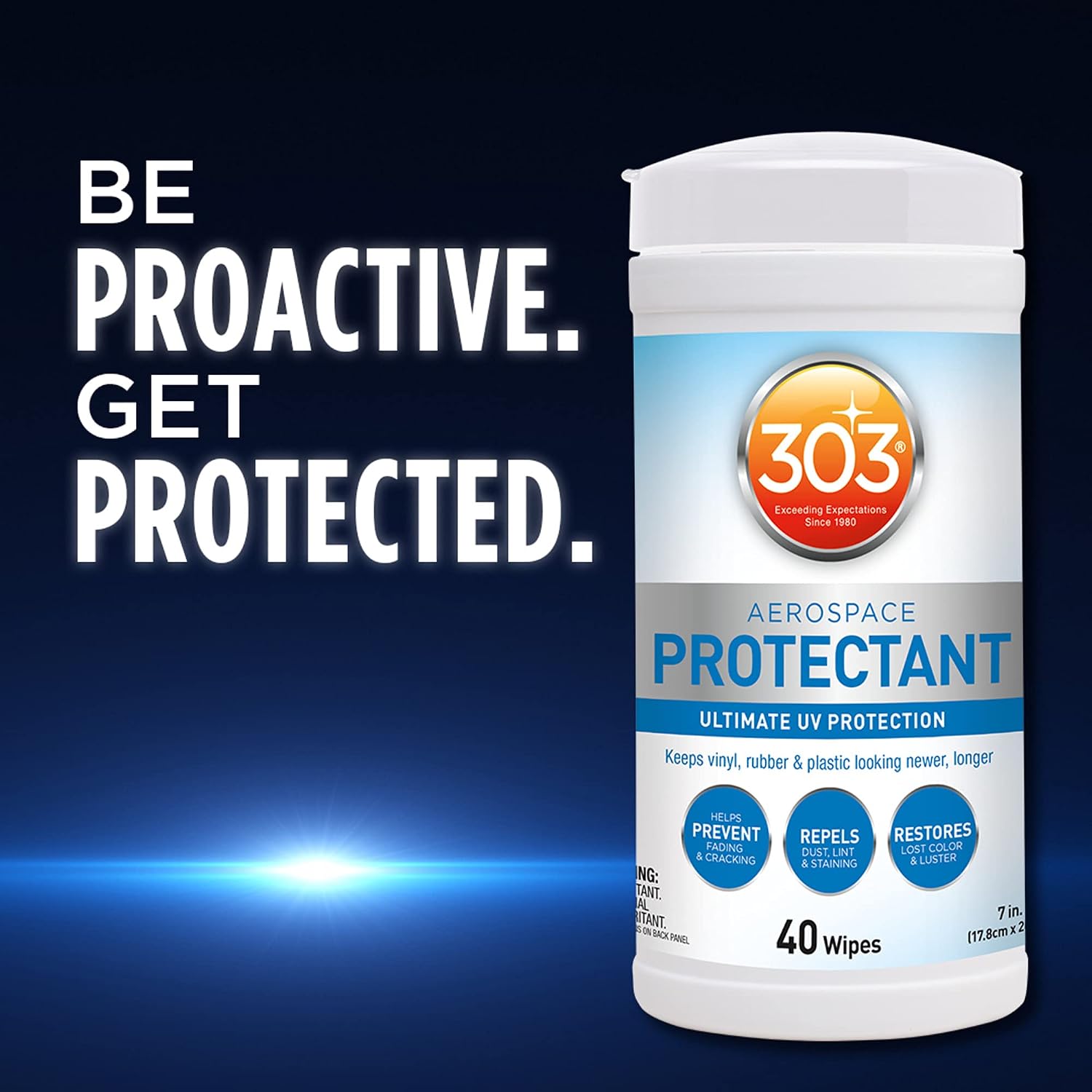 303 Products (30321) Products Aerospace Protectant 40 Count Wipes - Ultimate UV Protection - Keeps vinyl, rubber, and plastic looking newer, longer, 40 Count
