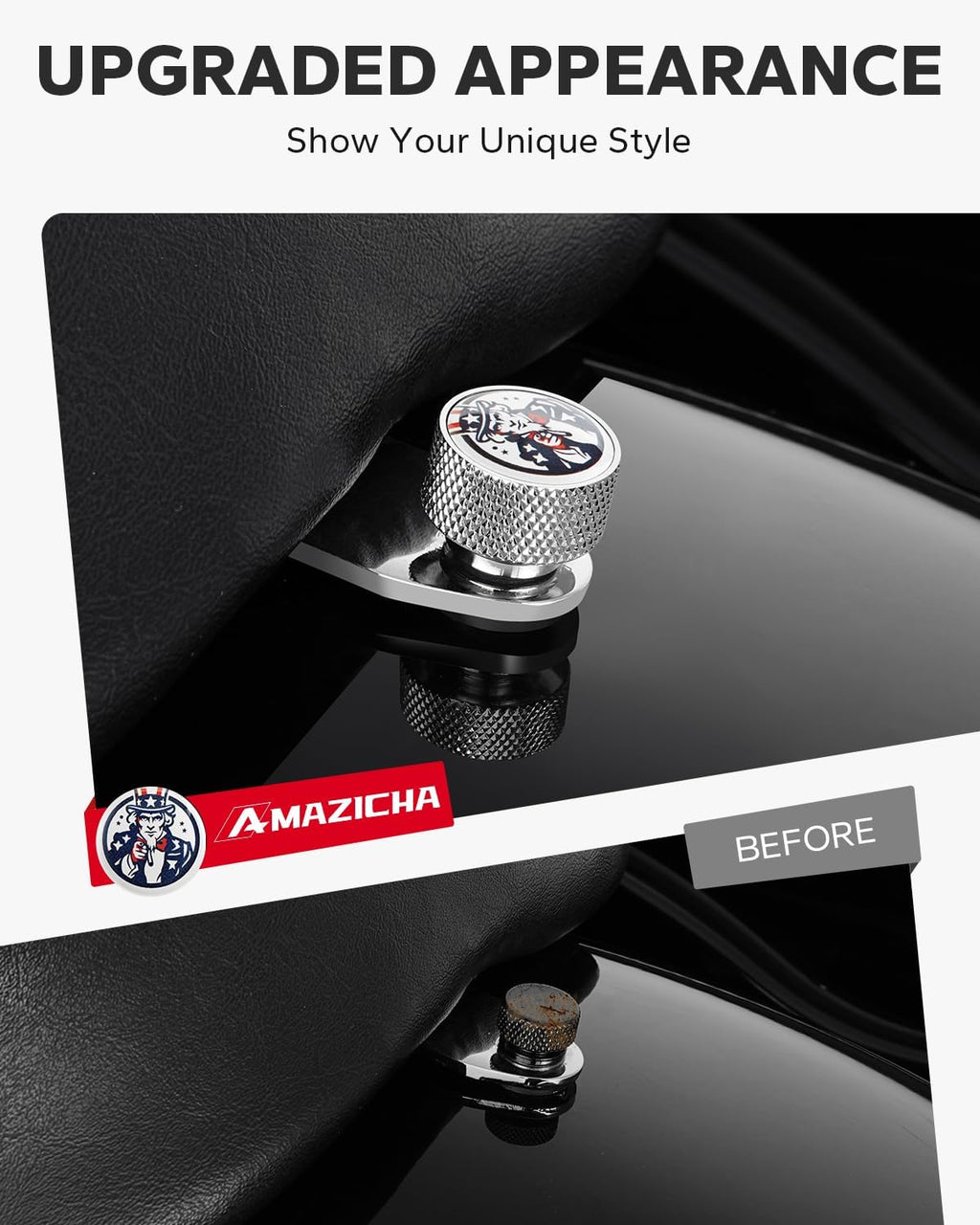 Amazicha Stainless Steel Seat Bolt Screw Nut Cover Mount Kit Compatible for Harley Davidson Touring Sportster Softail Dyna 1996-2026 Chrome