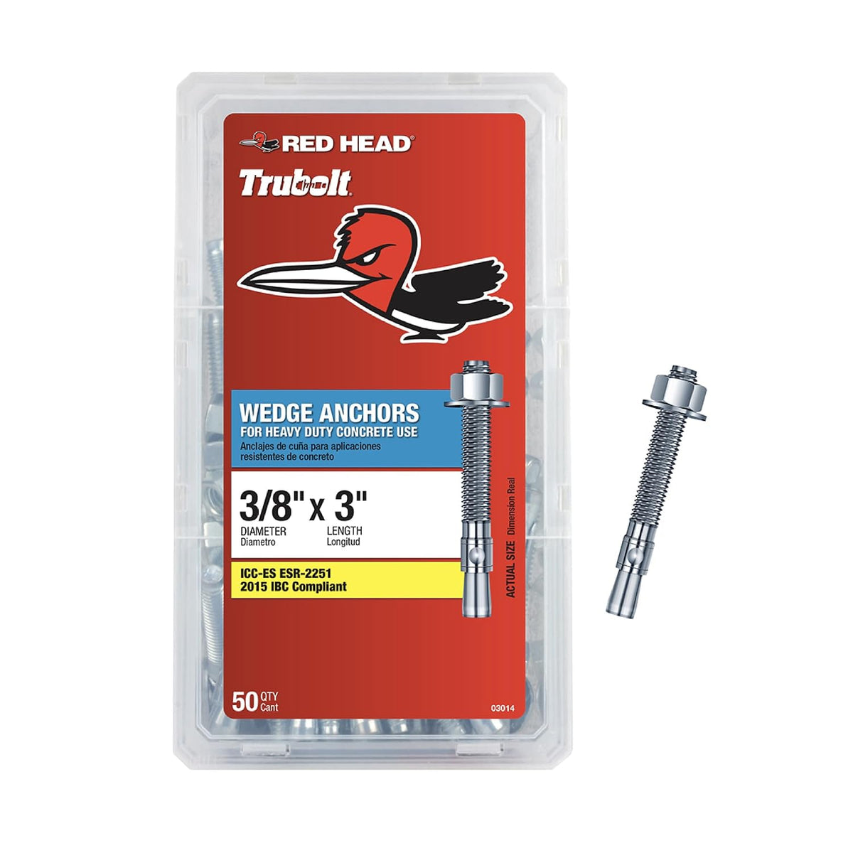 red head trubolt 3/8 x 3 heavy-duty wedge, main product view