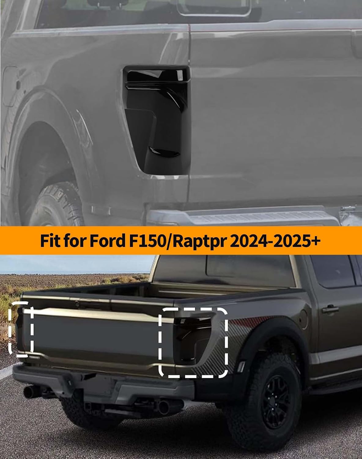 Hoolcar Tail Light Lamp Cover Guard Trim Compatible with Ford F150/Raptpr 2024-2025 (Smoked Black)