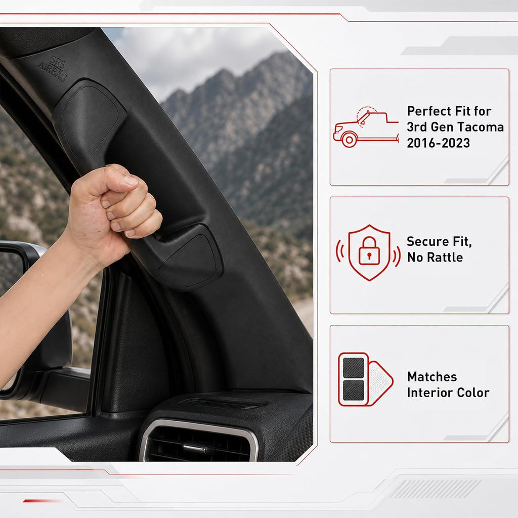 Driver Side A-Pillar Grab Handle Compatible with Toyota Tacoma 3rd Gen (2016-2023), Factory Style Interior Assist Grip for Easy Entry & Exit, with Complete Mounting Hardware, Sturdy & Rattle-Free