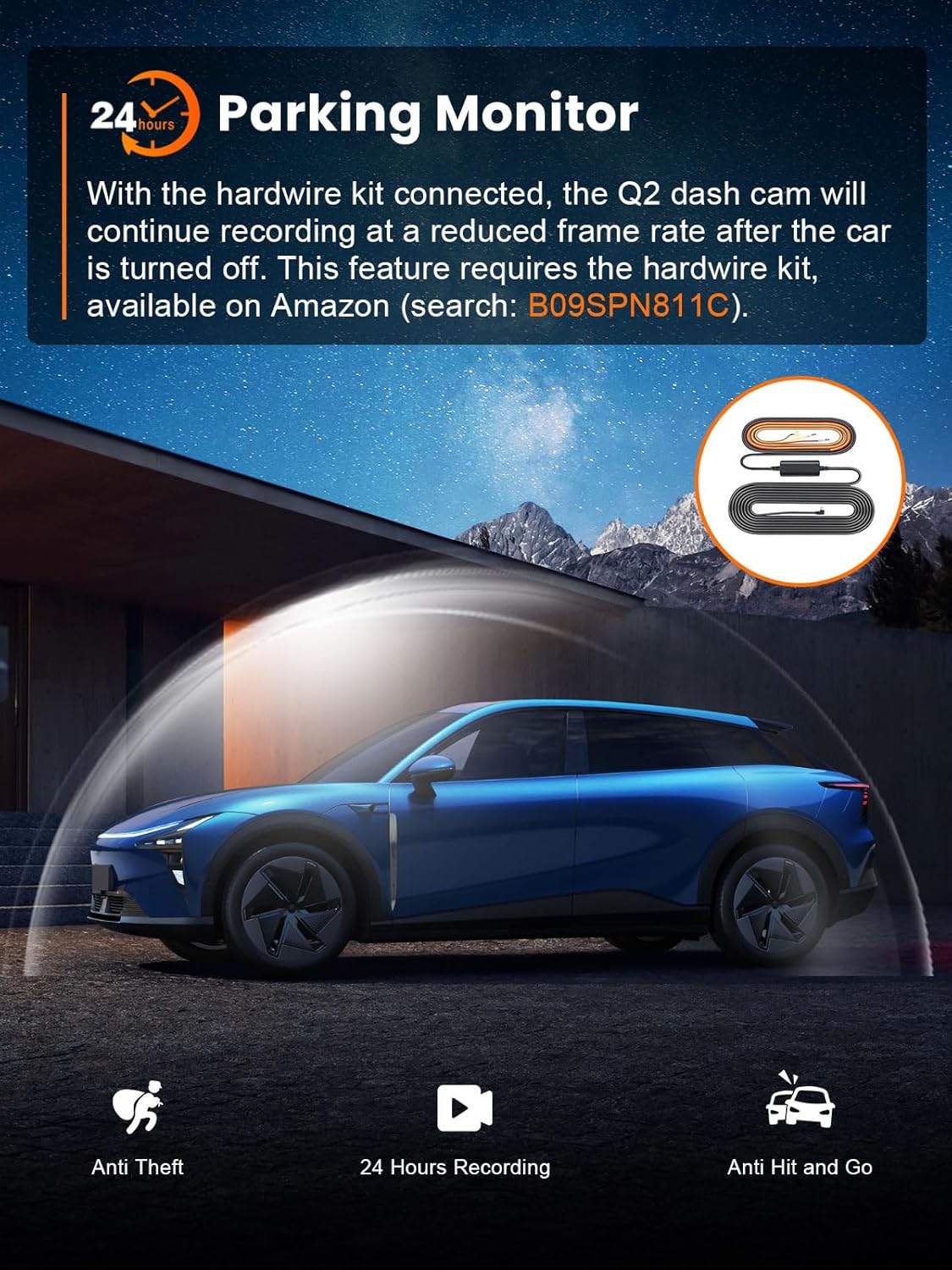 galphi 4k dash cam front, 5ghz wifi, 32gb on a desk or shelf