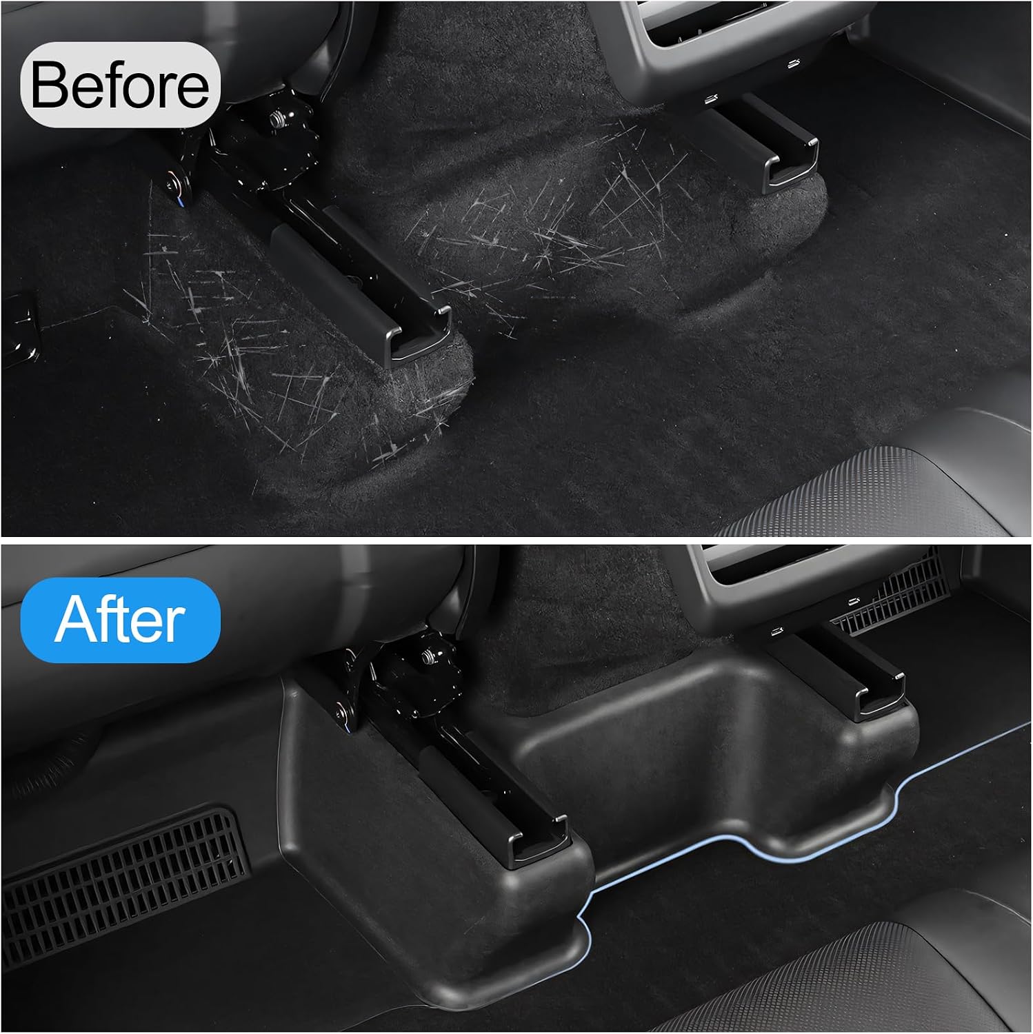 7 Pieces of Front Seat Rail Protectors, for Tesla Model Y Juniper 2025 2026,Under Seat Floor Mat Protectors for Model Y Juniper Accessories in Black