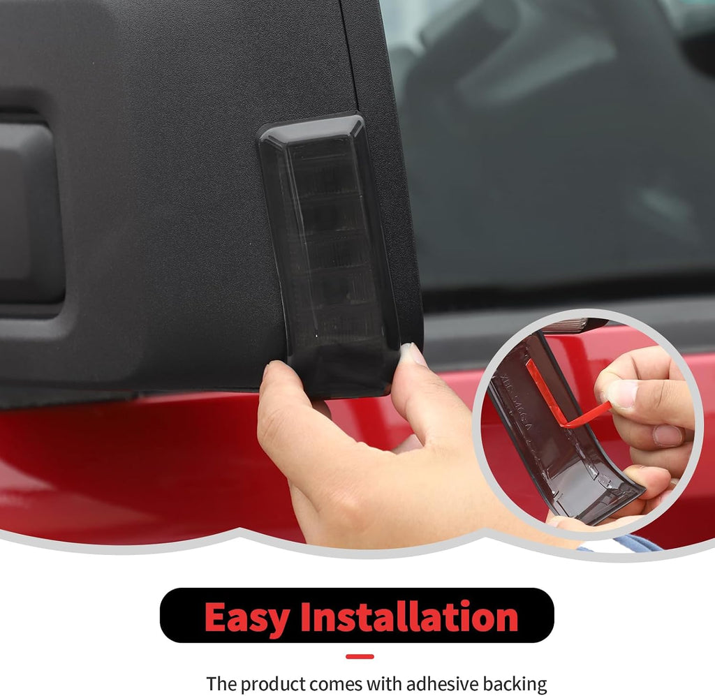 RT-TCZ Smoked Black Rearview Mirror Turn Signal Light Cover Trim Decoration Exterior Accessories for Ford F150 2021-2025