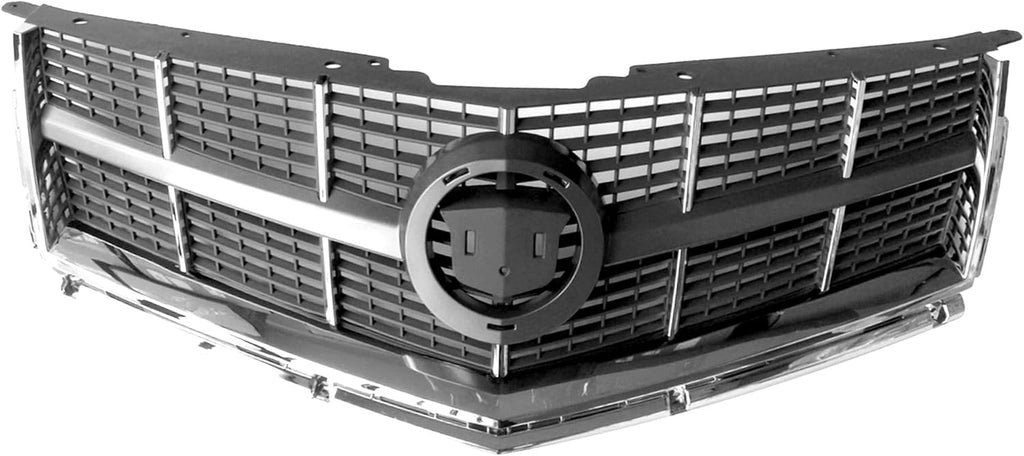 PartsFlow Chrome Black Front Bumper Upper Lower Mesh Grille Grill For 2010 2011 2012 Cadillac SRX 25778326 104-2225