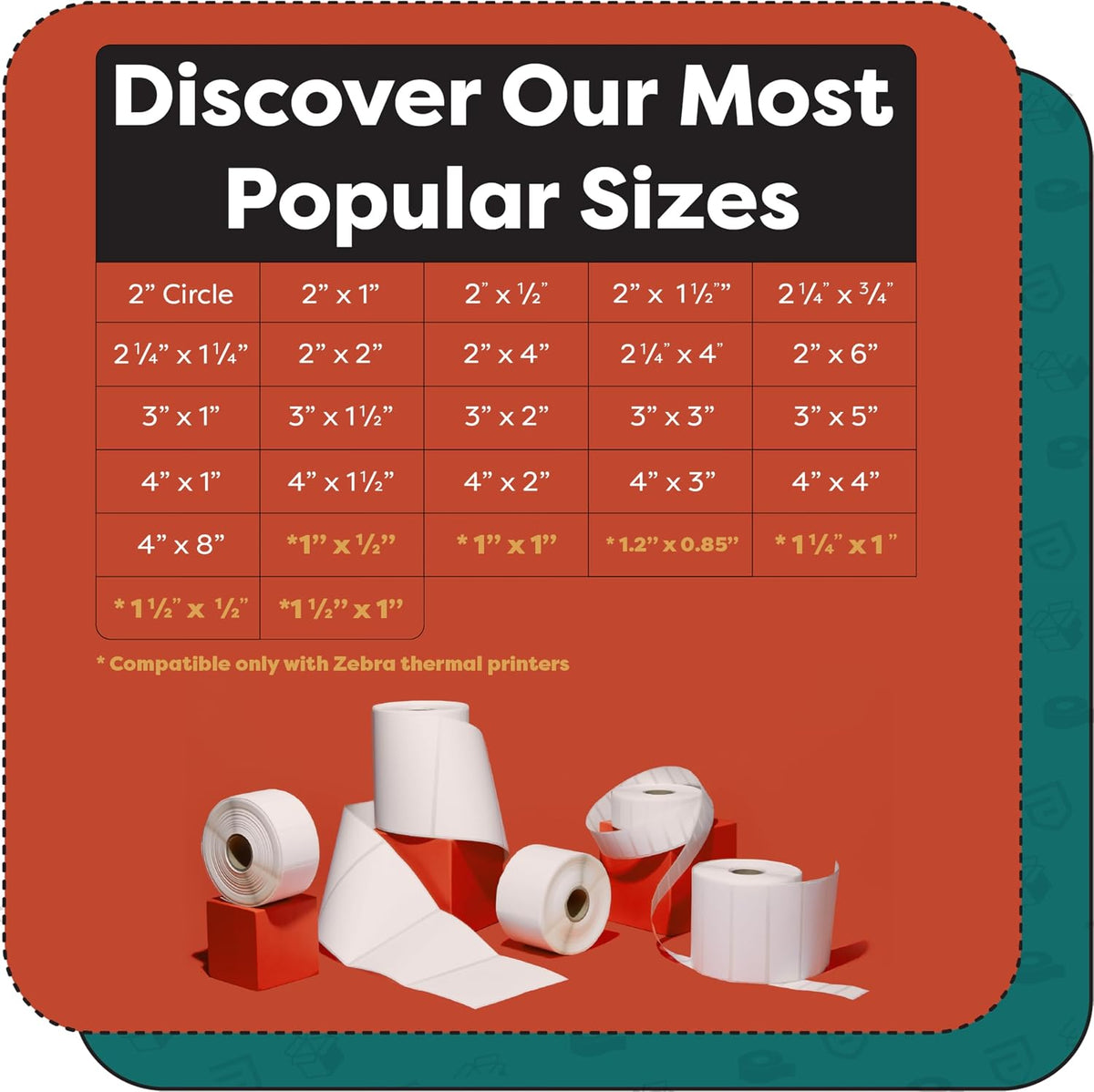 4" x 8" direct thermal labels (2000 count, front angle view