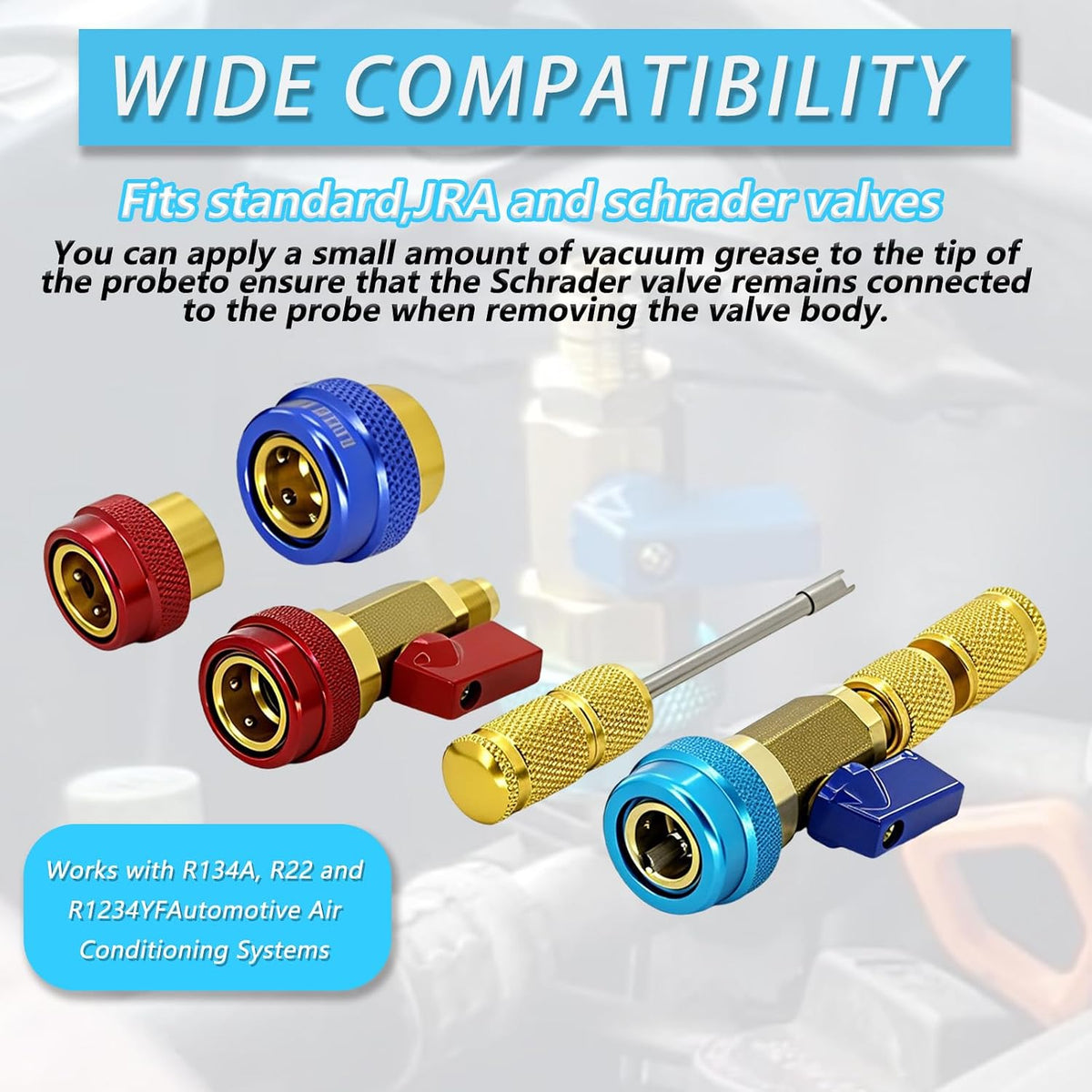 r134a r1234yf ac valve core removal tool kit-universal, side view