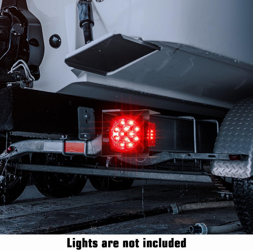 LINKITOM Square Trailer Tail Light Mounting Box & License Plate Bracket, Heavy Duty Steel Guard Cover for Trailers Under 80" Boat Truck Marine Camper RV