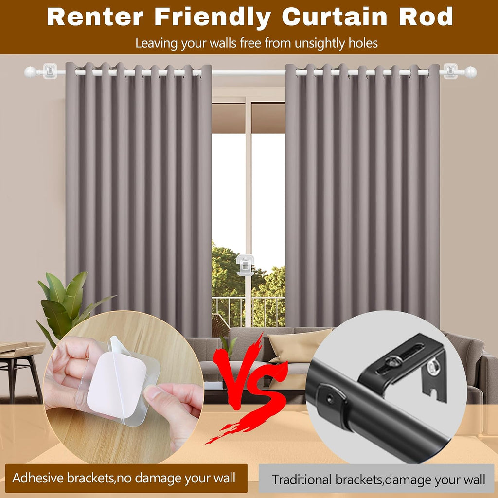 adhesive curtain rod no drilling for renter 27 shown in use