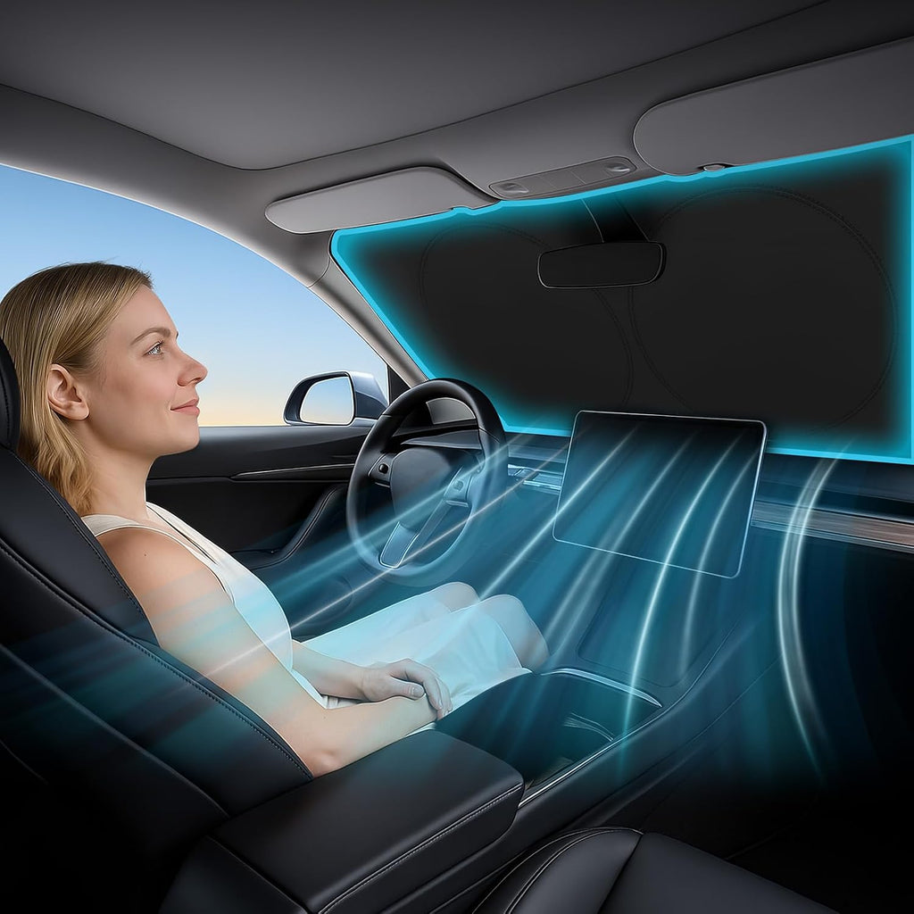 Magnelex Car Windshield Sunshade – Double-Layer Design for 2X Heat Blocking, Blocks UV Rays, Foldable Sun Shade for Cars, Trucks & SUVs, Keeps Interior Cooler, Medium (59 x 31 in)