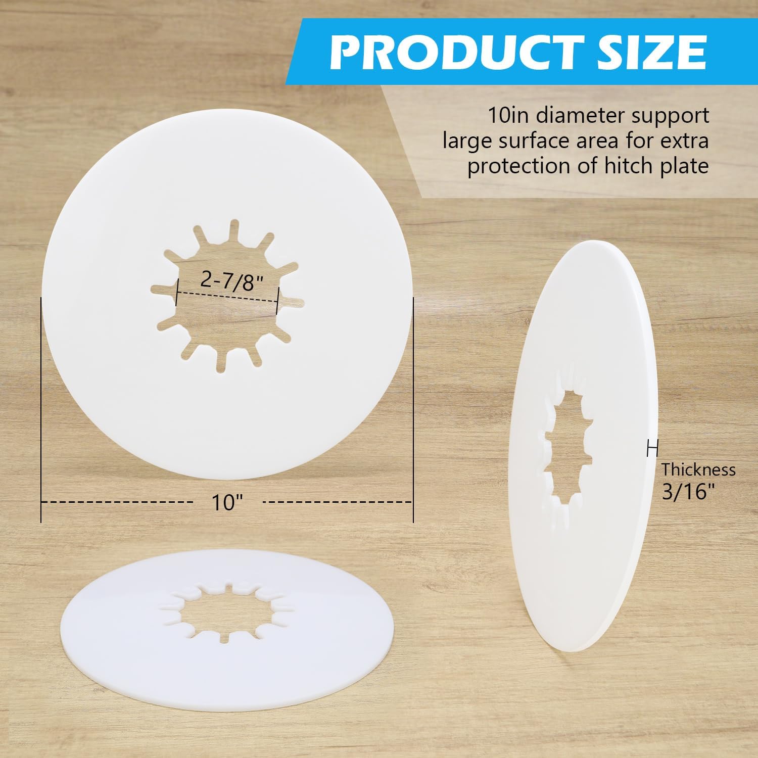 5th Wheel Hitch Lube Plate 10" White (1-Pack) - No Grease Mess Solution for RV Camper Trailer, Heavy Duty Polyethylene Kingpin Disc, Fits Standard 2-7/8" Pin, Easy Press-On Install