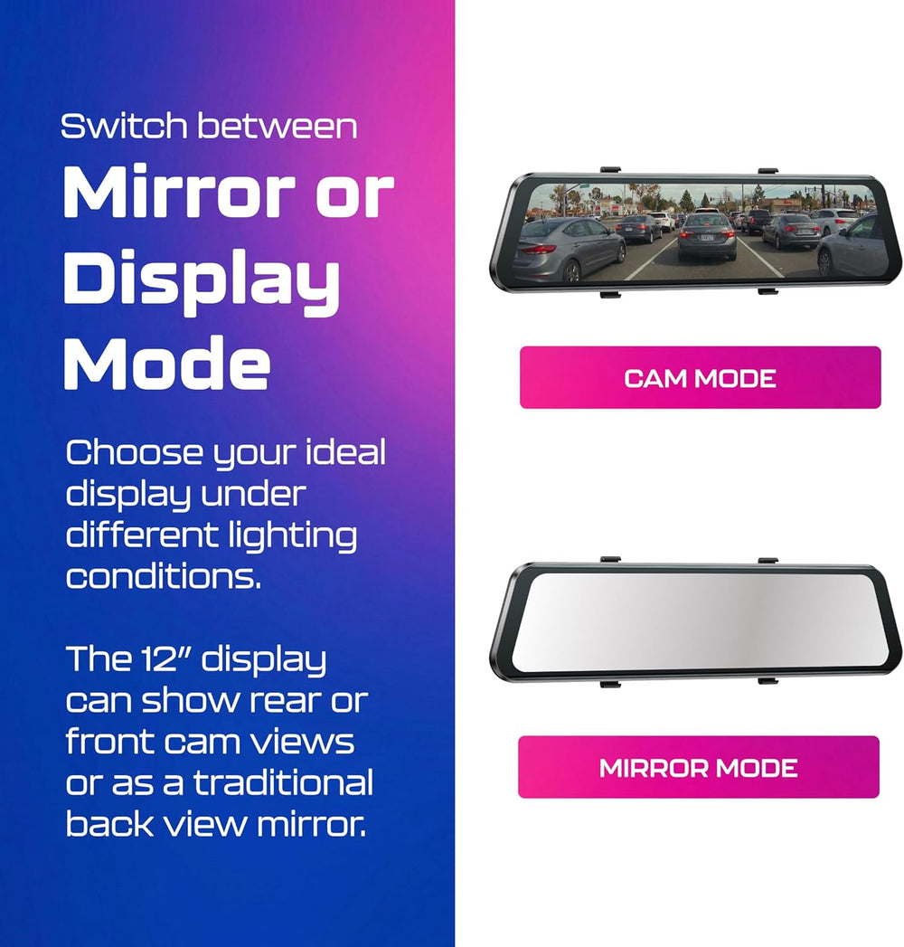 AZDOME PG17 2CH Mirror Dash Cam 4K - 12" Touch Screen - 24H Parking Mode...