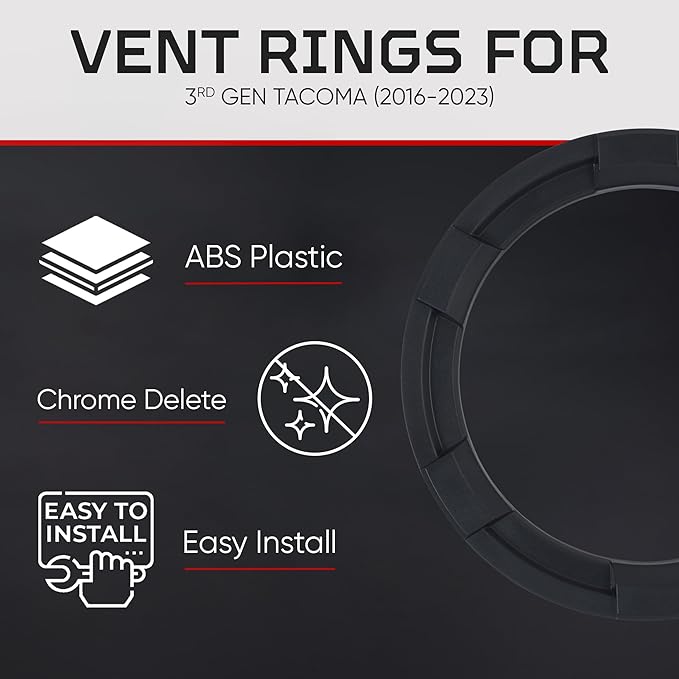 AJT Design Vent Ring for 3rd Gen Tacoma | Blackout Mode | Impact Resistant ABS - Image 4
