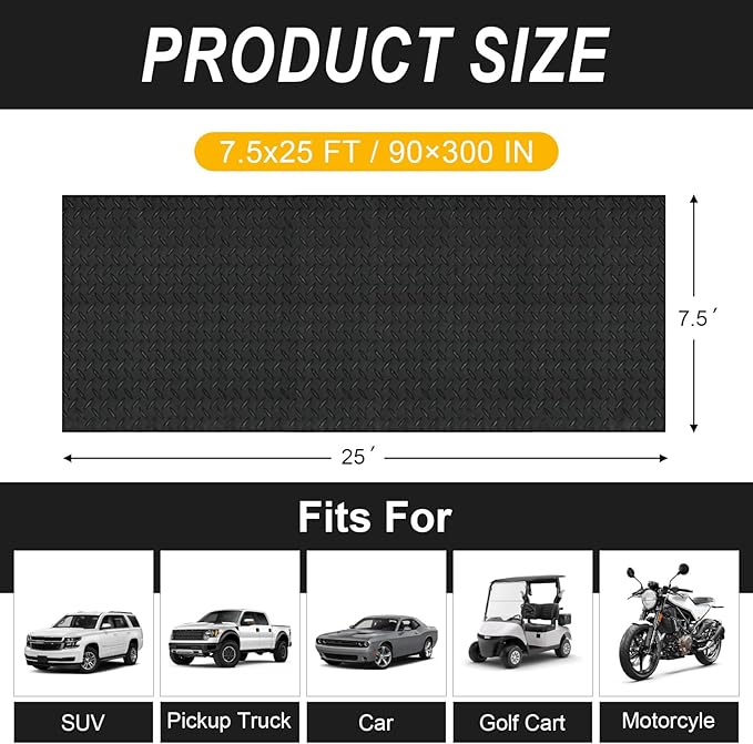 7.5x25 FT Garage Floor Mat, Updated 2.8mm Thicked Flooring Roll - Image 2