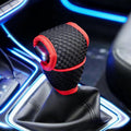 Car Gear Shift Knob Cover, 5D Mesh Fabric Car Gearshift Protector, Anti-Slip Breathable Vehicle Shifter Lever Dust Cover, Universal Decorative Accessories for Cars, Trucks, SUVs (Black Red)