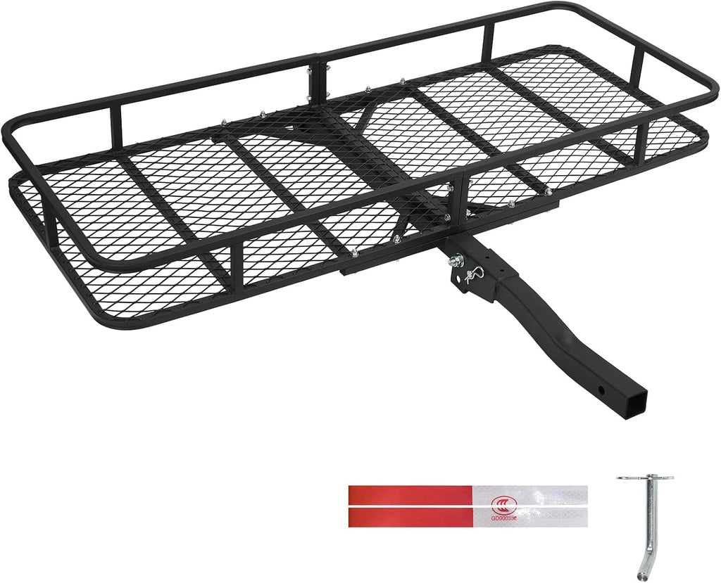 Leader Accessories Trailer Hitch Cargo Carrier Rack, 60"x24"x6" Folding Cargo Carrier Hitch Mount, Vehicle Cargo Basket for SUV, RV, Truck, Van, Fits 2" Receiver 500 lbs Load Capacity