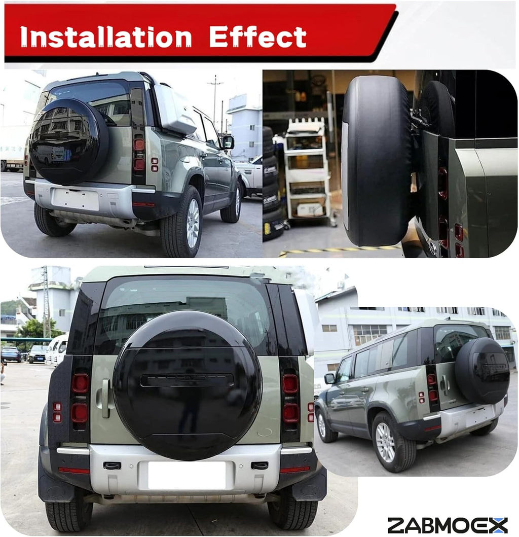 Spare Tire Wheel Cover Fit for L R Defender 90 110 130 2020 2021 2022 2023 2024 2025 ABS+PU Black Protective Cover