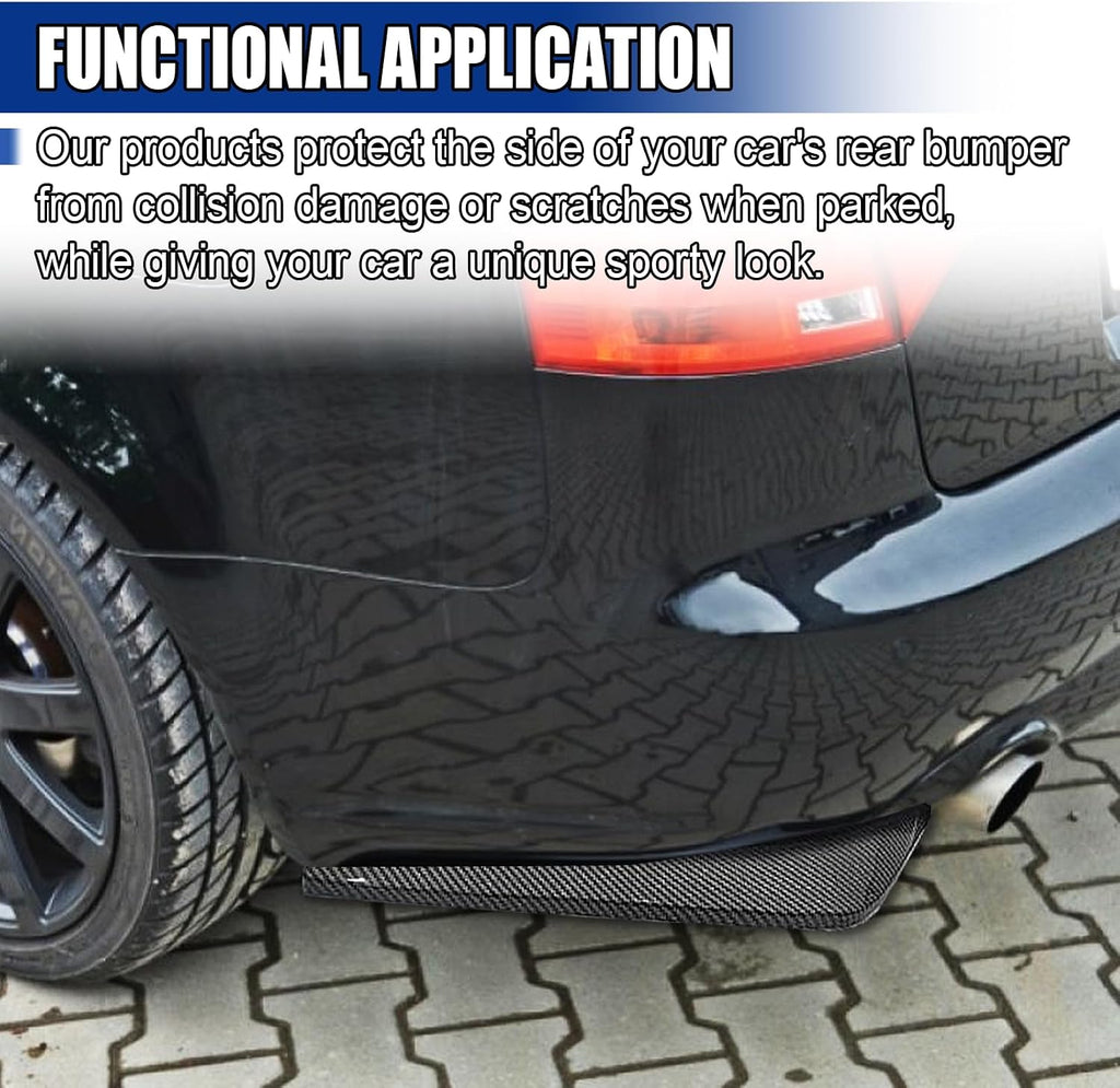 2PCS Car Rear Bumper Canard Diffuser Protector, Carbon Fiber Side Fenders Skirt Bumper Lip Splitter, Car Spoiler Body Guard Protector, Universal Auto Exterior Decoration Kit (Carbon Fiber)