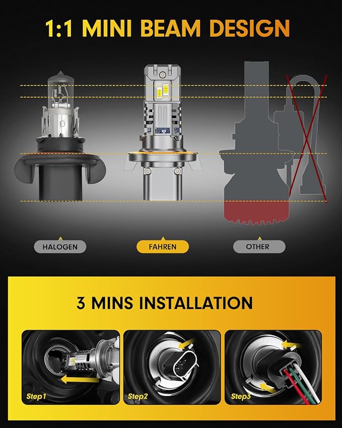FAHREN Latest & Brightest H13/9008 LED Bulbs, 10X Brighter 60, 000LM Ultra - Image 3
