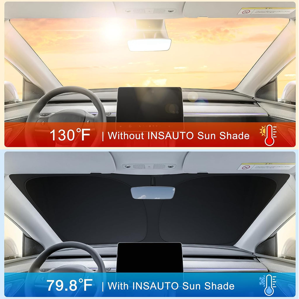 INSAUTO Custom Fit Windshield Sun Shade Accessories for Toyota Camry 2018-2024, Foldable Front Window Sunshade, UV & Heat Reflector, Keeps Interior Cool, Includes Storage Bag