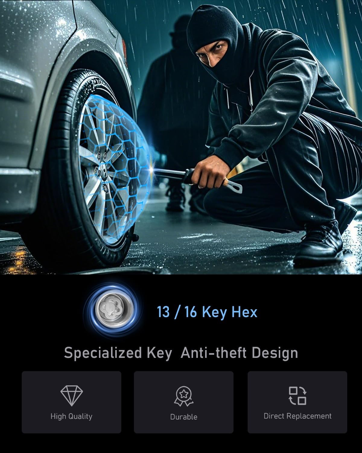 Wheel Locks | Wheel Locks Lug Nuts | M12 x 1.25 Locking Lug Nuts| Fit for Nissan Altima Rogue Infiniti Q50 QX60 Subaru Outback Forester Suzuki Datsun Mercury and More 13/16" Hex Key Cone Seat, 24154
