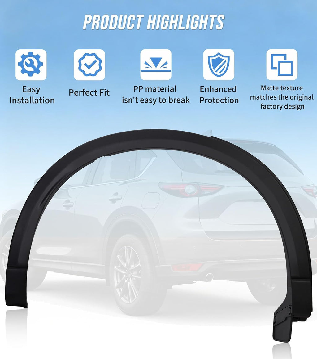 Passenger Side Rear Fender Trim for Mazda CX5 2017 2018 2019 2020 2021, Mazda CX5 Accessories, Textured Black Rear Right Side Wheel Arch Fender Flare Molding Trim For MA1790101 | KB7W51W60F8N