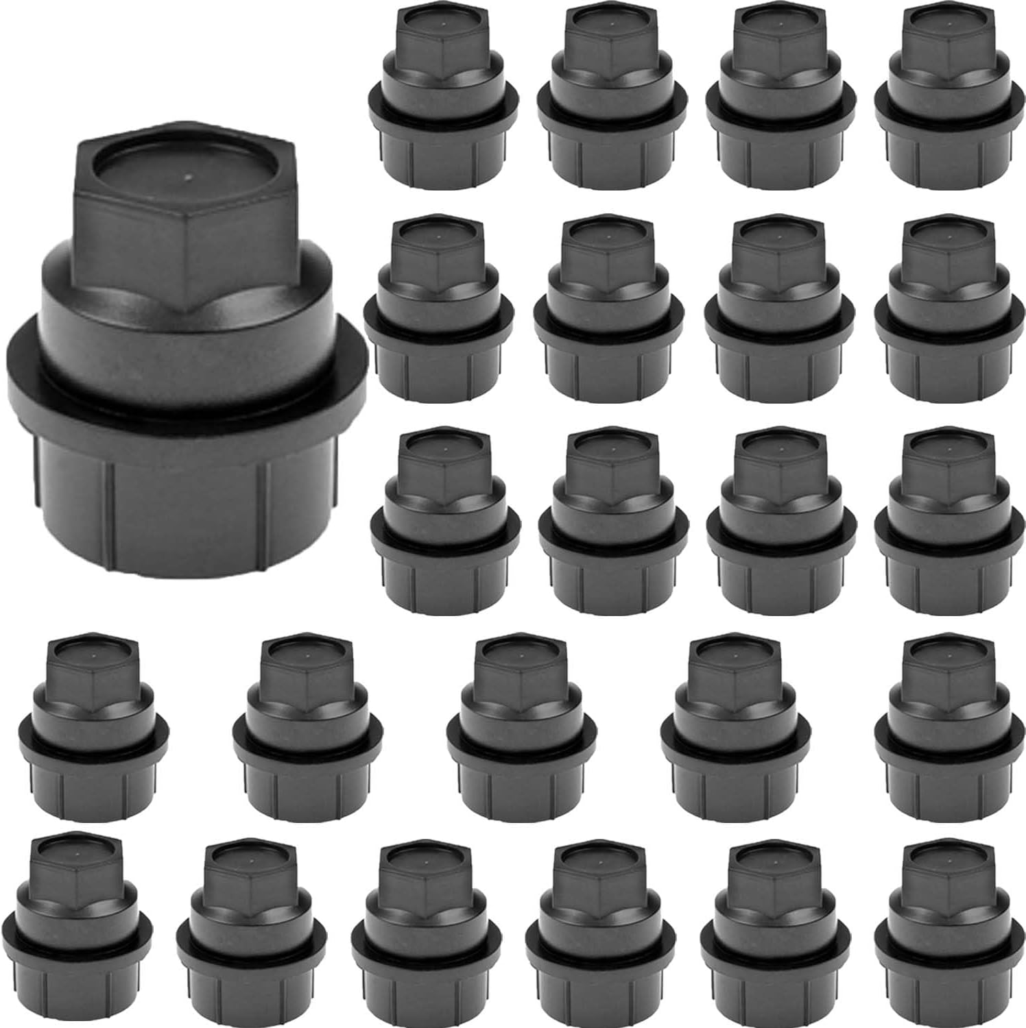 24 PCS Wheel Lug Nut Covers Compatible with Chevrolet GMC 1500 2500 Full Size Truck Thread M27-2.0, Lug Nut Cap Covers Replace 15646250, Black
