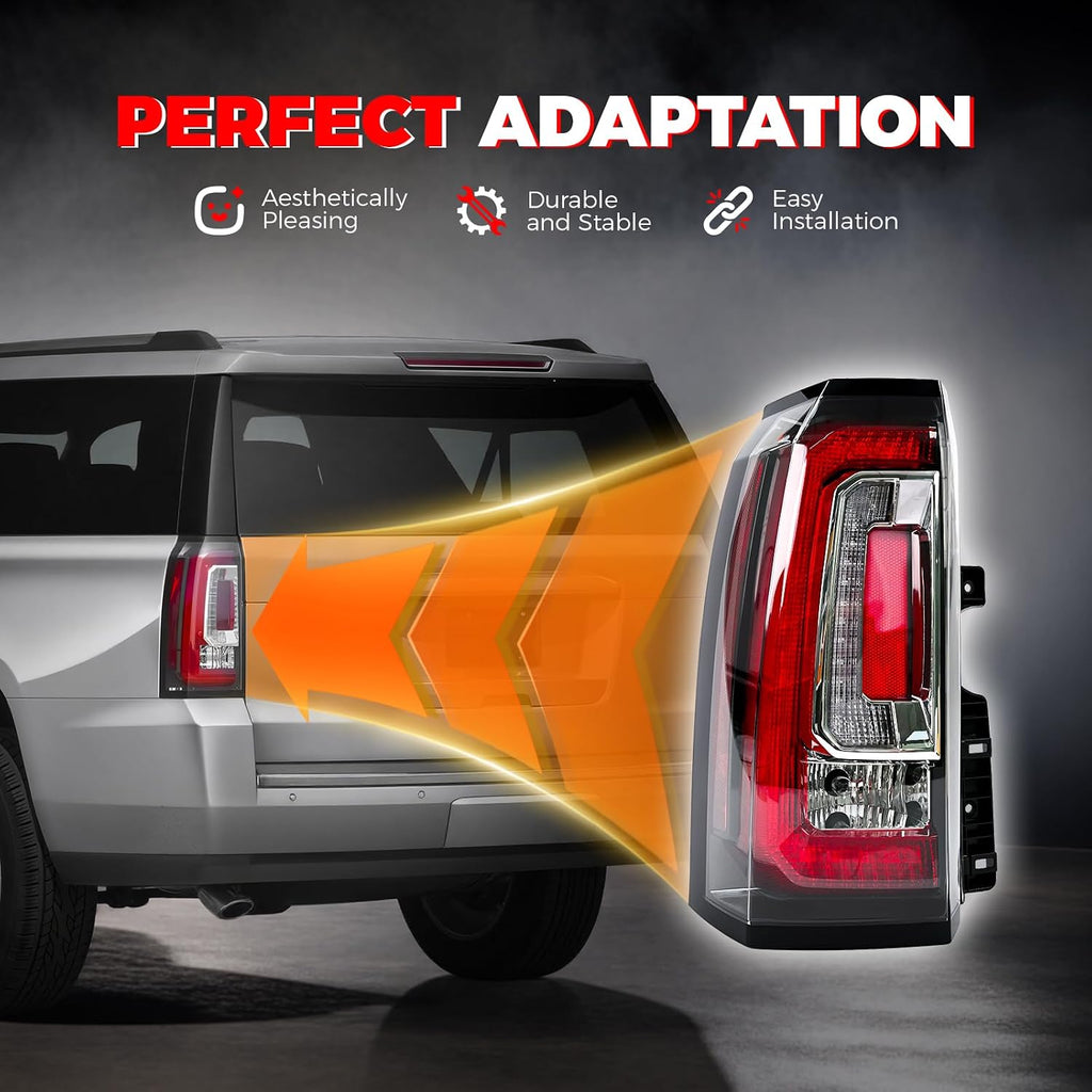 LED Tail Light Assembly Compatible With 2015 2016 2017 2018 2019 2020 GMC Yukon XL Tail Lights Left Driver Side Rear Taillight Assembly With Bulb Replaces 84536242 23380459 GM2800268