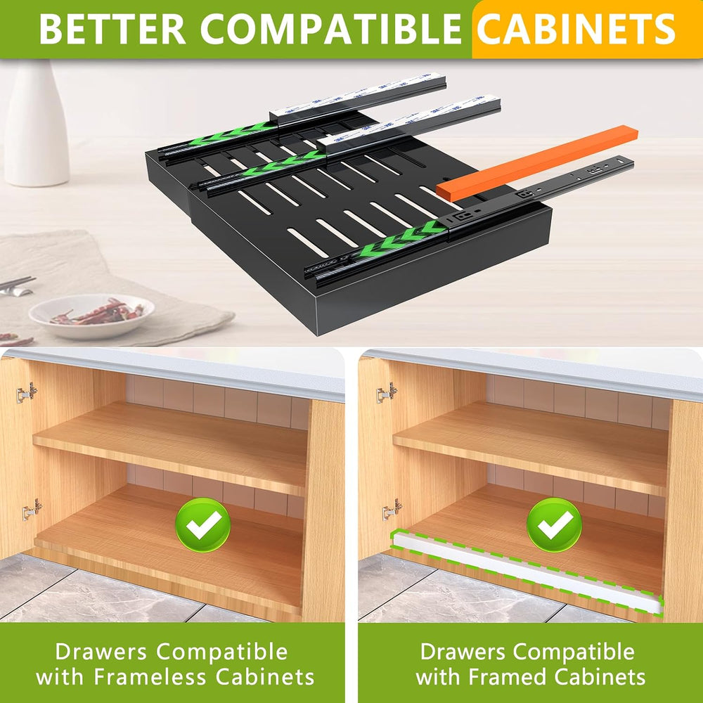 Mlinavn 2 Pack Pull Out Cabinet Organizer,21" Deep Slide Out Drawer Orga...