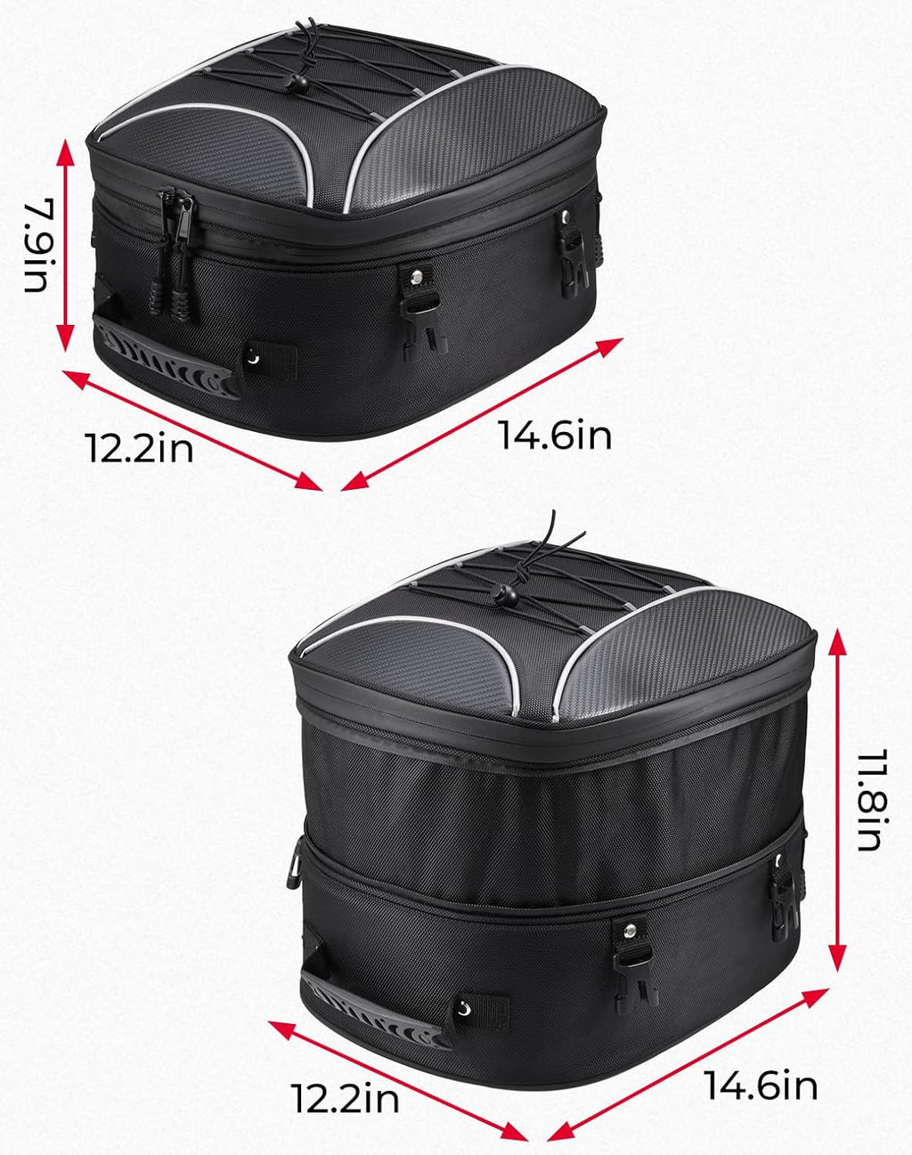 KEMIMOTO Motorcycle Tail Bag, Dual Use Motorcycle Rear Seat Bag with Waterproof Rain Cover, 22L-34L Expandable Motorbike Helmet Bag Luggage Storage Backpack with 6 straps