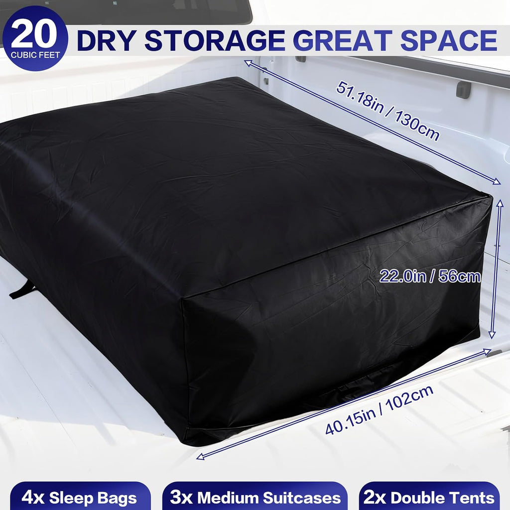 Truck Bed Cargo Bag,Waterproof 1000D Oxford Fabric Car Roof Bag | Car Luggage Bag with 6 Elastic Cords Fits All Trucks 26 Cubic Feet (51"x40"x22")