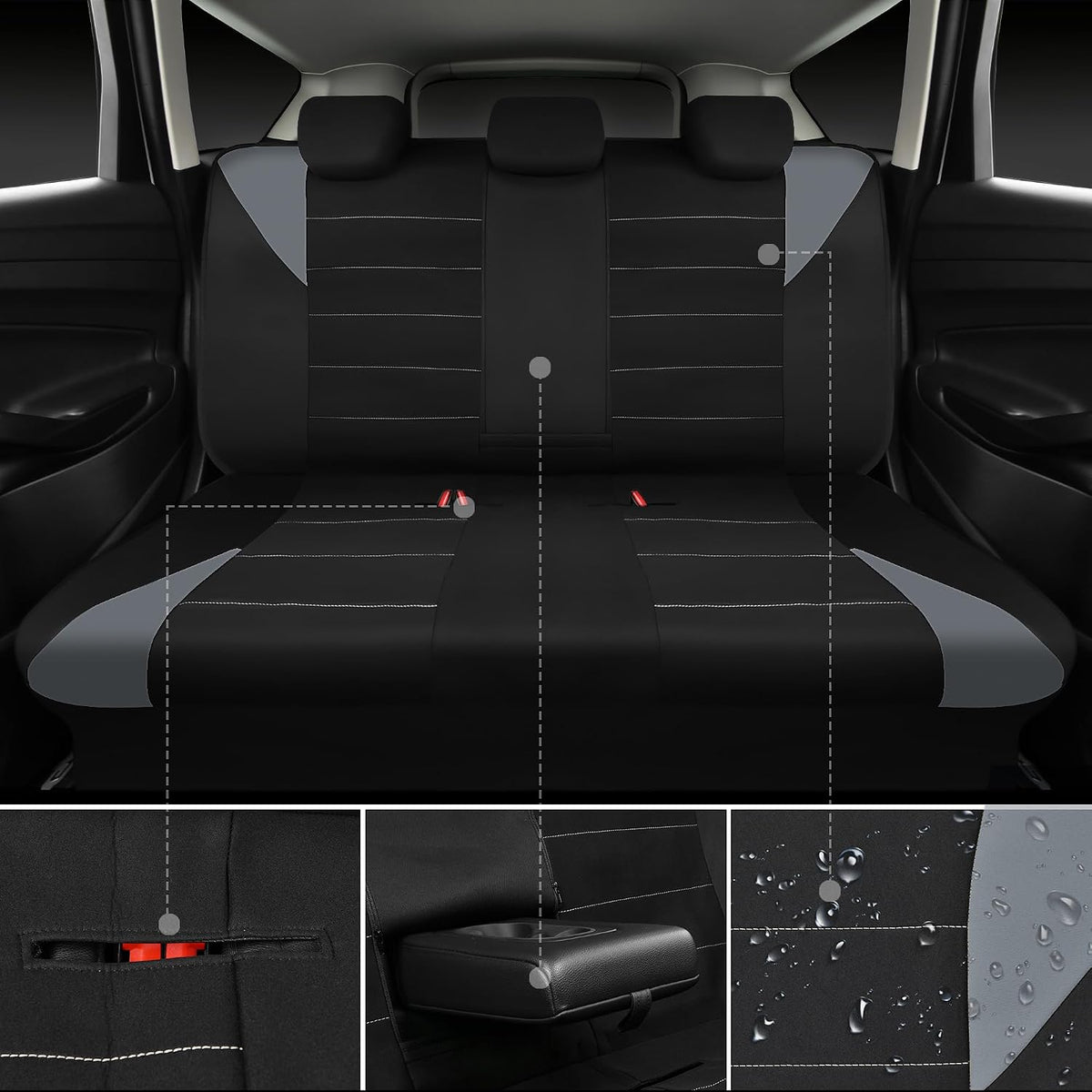 car pass waterproof car seat covers full sets, close-up detail