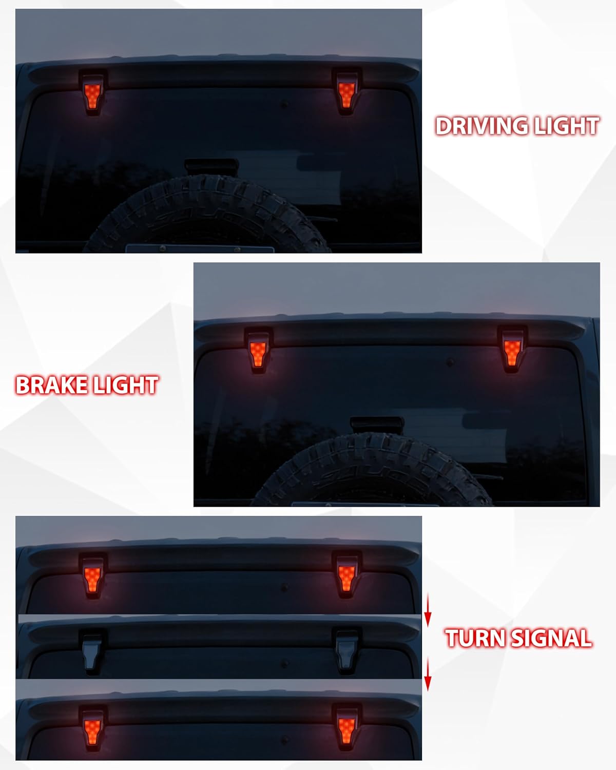 LED Rear Window Light for 2018-2021 Wrangler JL, Red Running Brake Turn Signal White Reverse Lamp Rear Tailgate Glass Hinge Mounted Light for Jeep Wrangler JL 2018-2021 Accessories