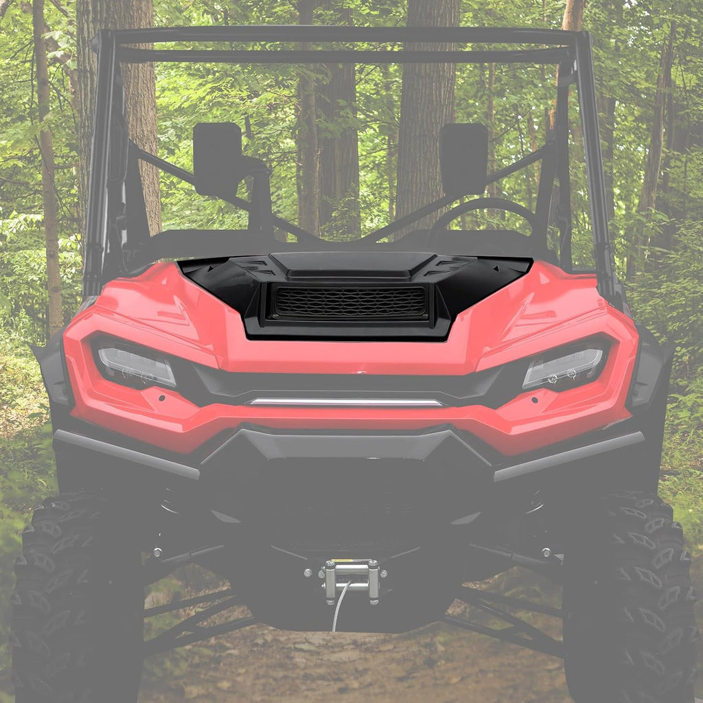 Sport Hood Scoop with Mesh for Honda Pioneer 1000 16-25, Black Front Hood Cover with Grill Vents Kit Air Flow Intake Hood Scoop for Honda Pioneer 1000-3 1000-5 1000-6 2016-2025 Accessories
