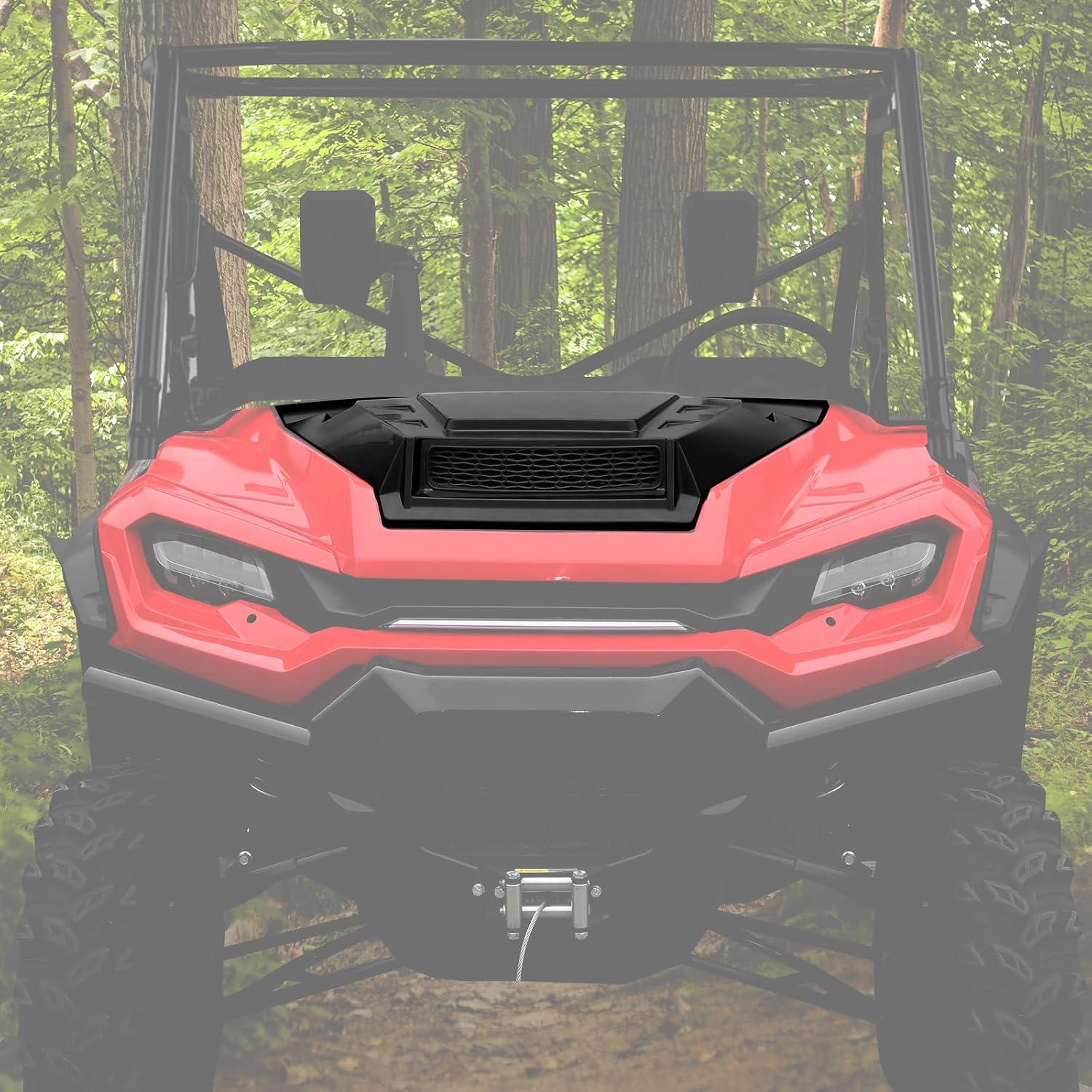 Sport Hood Scoop with Mesh for Honda Pioneer 1000 16-25, Black Front Hood Cover with Grill Vents Kit Air Flow Intake Hood Scoop for Honda Pioneer 1000-3 1000-5 1000-6 2016-2025 Accessories