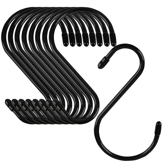 24 Pack 5 inch S Hook, Steel Iron Rubber Coated Closet S Hooks by Nisoger