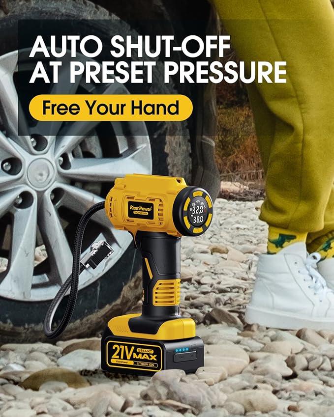 Cordless Tire Inflator Portable Air Compressor, 160PSI Car Tire Air Pump - Image 4